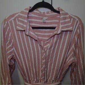 Striped Pink and White Button-Up Women's Dress